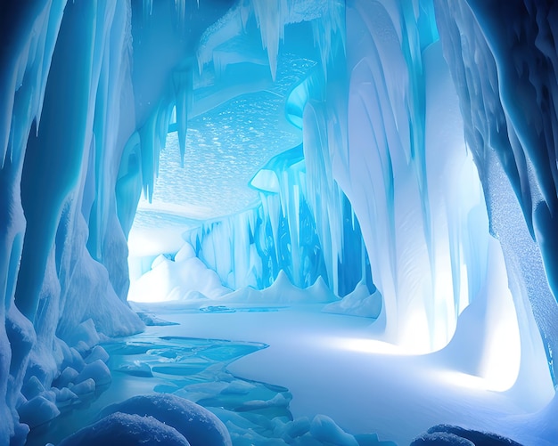 Cavernas de fantasia de abstração gelada no fundo