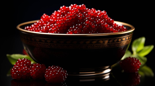 caviar em tigela em vermelho