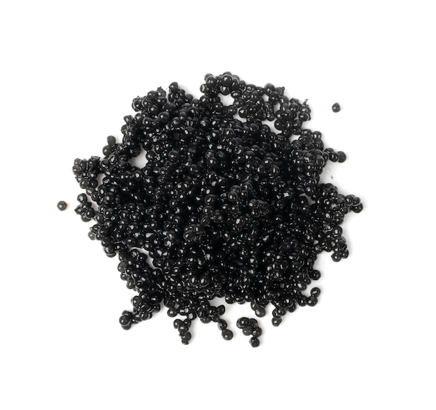 Caviar negro Aislado Esturión Beluga Caviare Mariscos de lujo Delicatessen caro sobre fondo blanco