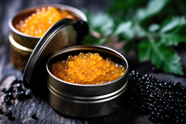 caviar sirviendo en la mesa de la cocina publicidad profesional fotografía de alimentos