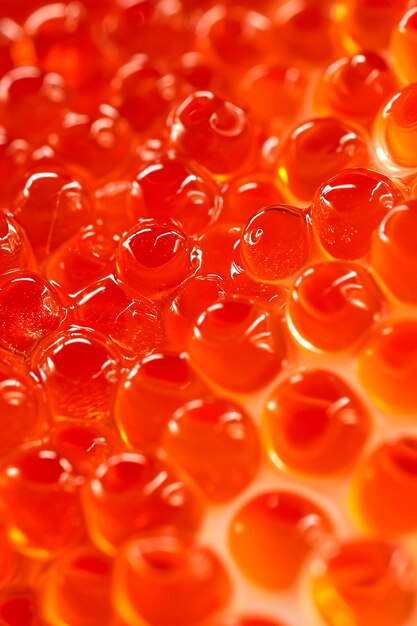 Foto caviar vermelho em close-up foco seletivo