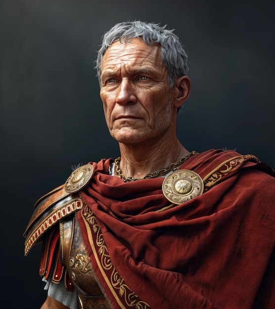 Foto cayo julio césar, estadista general romano y figura histórica icónica, historia antigua, destreza militar, perspicacia política y un complejo ascenso al poder.