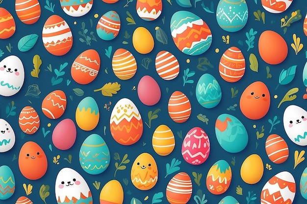 Caza de huevos de Pascua Ilustración de dibujos animados de vacaciones IA generativa