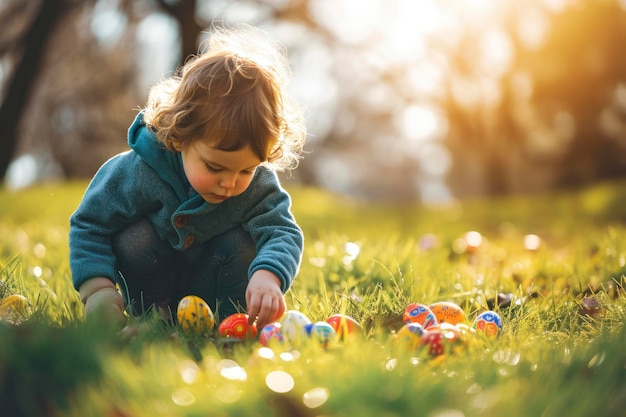 Caza de huevos de Pascua para niños pequeños