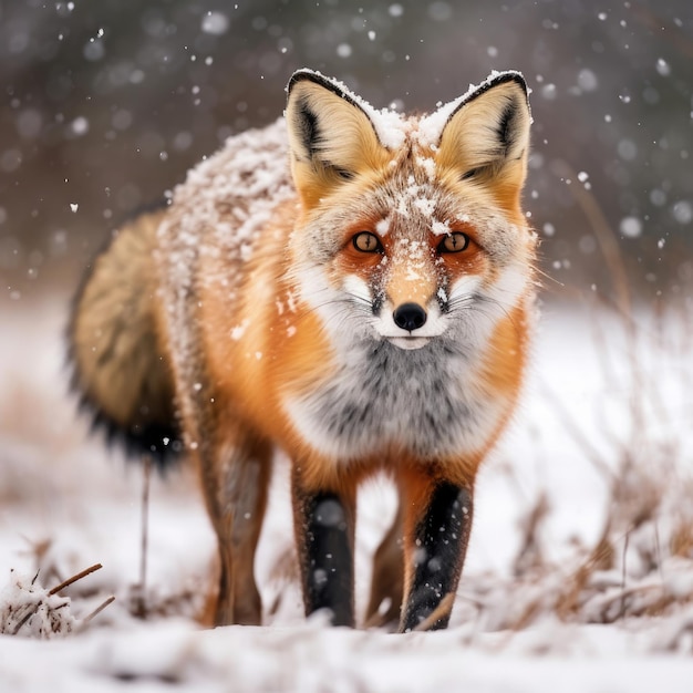 Caza del zorro en la nieve