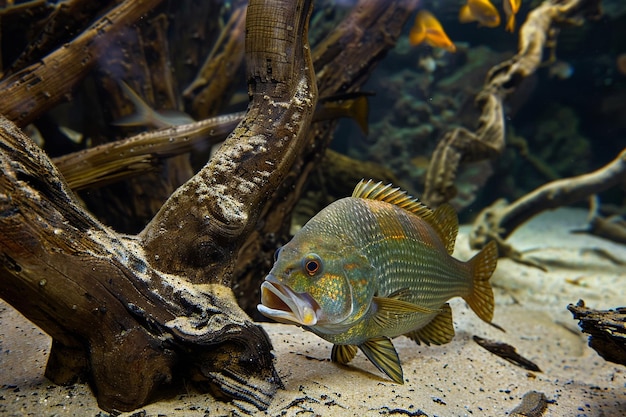 Cazadores de barras coloridas perto da estrutura do leito do rio