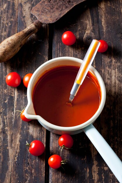 Cazuela con sopa de tomate