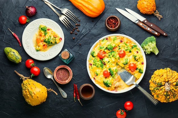 Cazuela de verduras o tortilla de brócoli