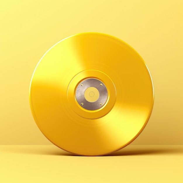 CD amarelo em um fundo amarelo Disco compacto Generative AI