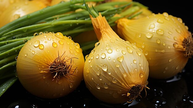 Foto cebolla amarilla cruda y ajo en un cuenco cerca de una alimentación saludable