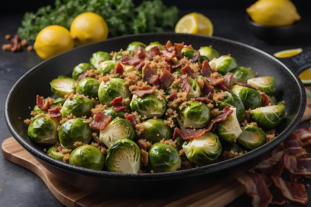 Cebollas de Bruselas con tocino y mantequilla