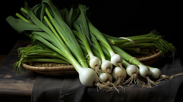 Cebollas frescas de primavera