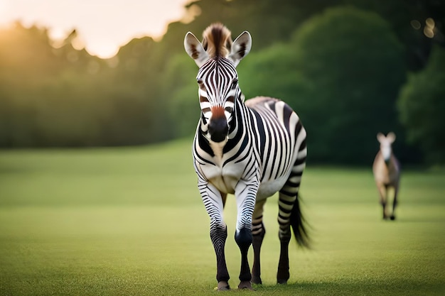 Una cebra cruza un campo de golf