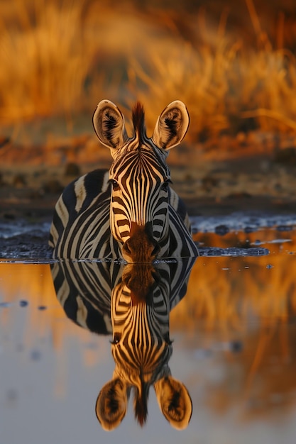 Foto la cebra galopando en el polvo dorado