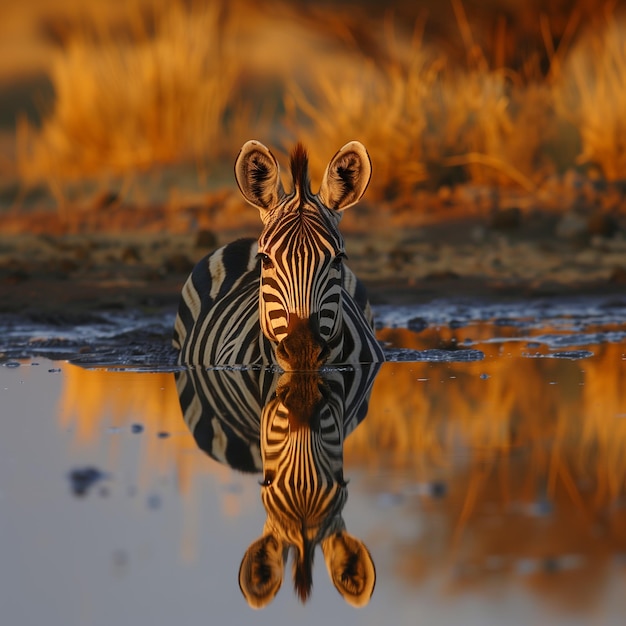 Foto la cebra galopando en el polvo dorado