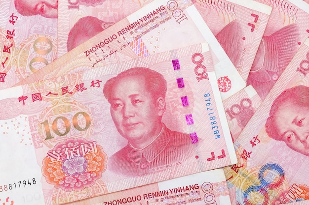 Cédulas chinesas de 100 RMB Yuan da moeda chinesa