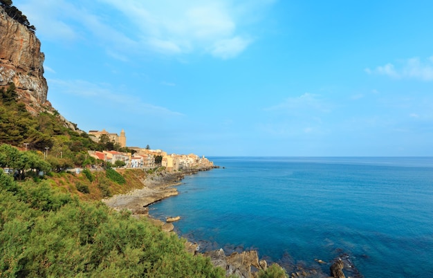 Cefalu costa vista Sicília Itália