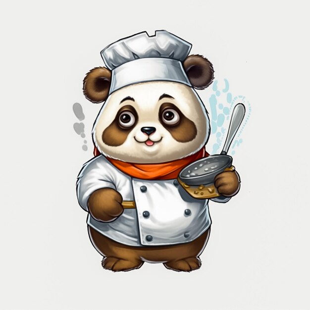 Foto ceia panda fofo no uniforme do chef com um sorriso brilhante ai gerado