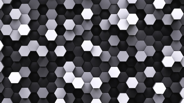 Celdas hexagonales en blanco y negro