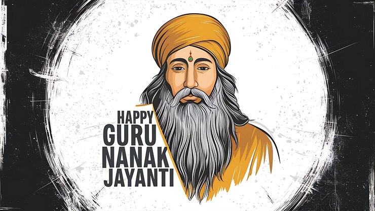 Foto celebra el aniversario de guru nanak con este póster vibrante y espiritual