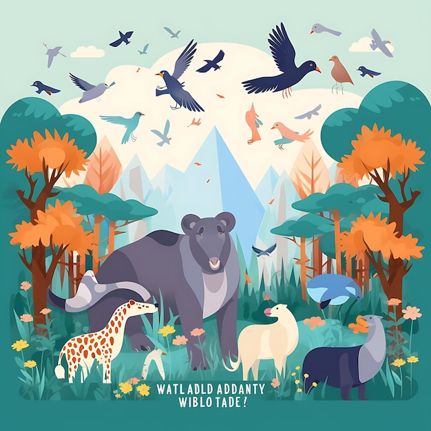 Foto celebra el día mundial de los animales 2023 día mundial de la vida silvestre con los animales worldanimalday animalicons