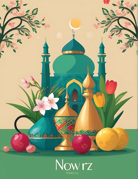 Celebra Nowruz con ilustraciones planas vectoriales gratuitas Gráficos festivos de Año Nuevo para tus proyectos