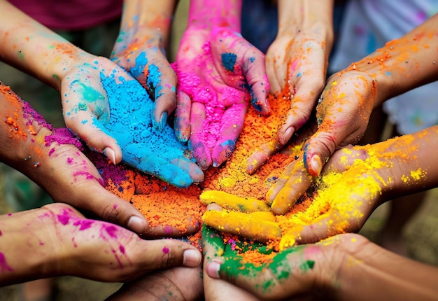 Foto celebração alegre momentos cativantes de riso e cor no festival de holi