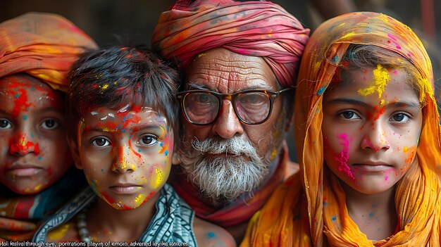 Celebração alegre Momentos cativantes de riso e cor no Festival de Holi