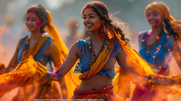 Celebração alegre Momentos cativantes de riso e cor no Festival de Holi