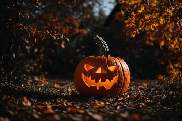 celebração assustadora de Halloween de abóbora