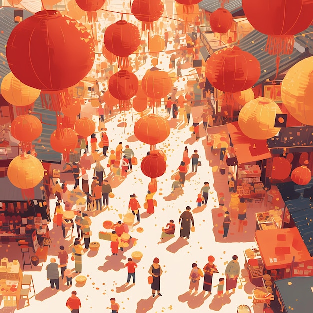 Celebração brilhante e vibrante do Festival das Lanternas Chinesas