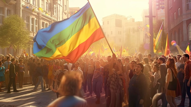 Celebração colorida do orgulho do arco-íris da unidade