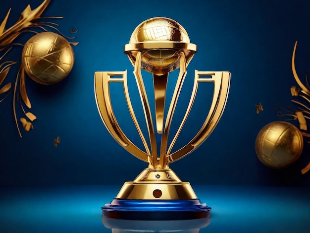 Celebração da Copa do Mundo de críquete ganhando troféu ilustração de renderização 3D
