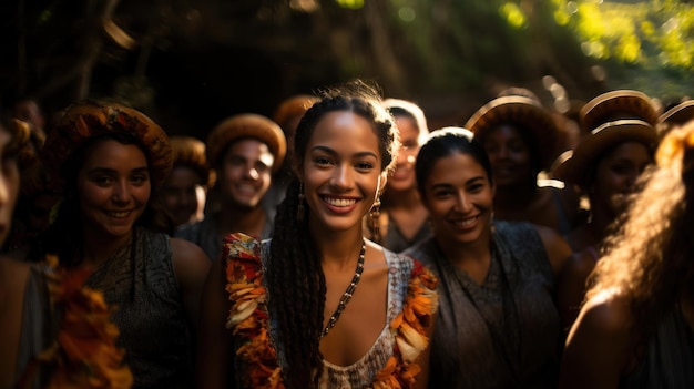 Foto celebração da identidade de gênero faafafine na cultura samoana reunião ao ar livre