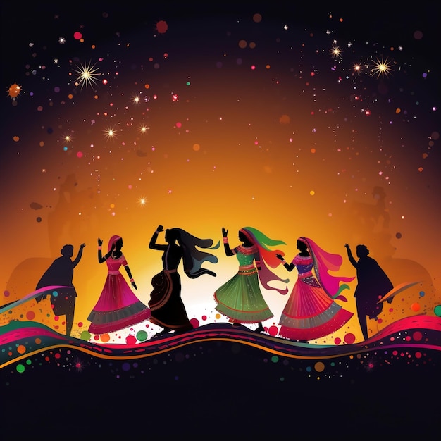 Celebração da noite de Dandiya em navratri