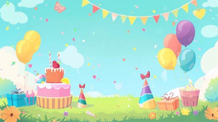 Celebração de aniversário num prado ensolarado