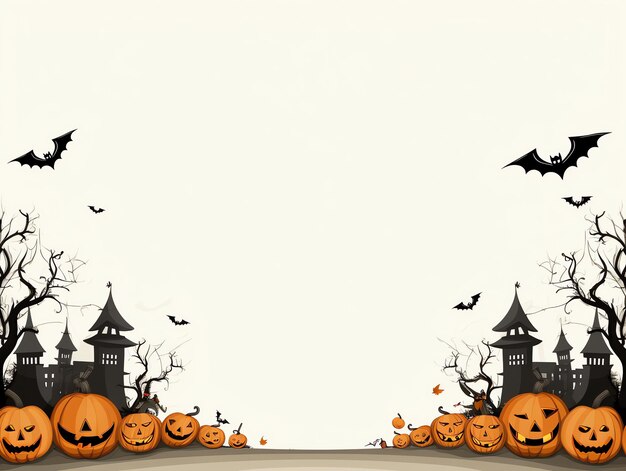 Celebração de arte de linha de Halloween feliz com conceito de fundo de espaço de cópia Ilustração de design de feriado