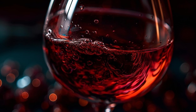 Foto celebração de copos de vinho de luxo derramando vinho tinto em bar elegante gerado por inteligência artificial