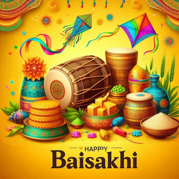 Celebração de feliz Baisakhi para post vector de mídia social