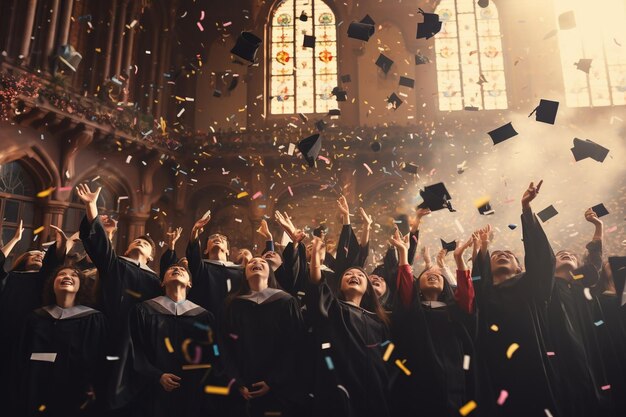 Foto celebração de formatura cheia de confete com entusiasmo 00164 03