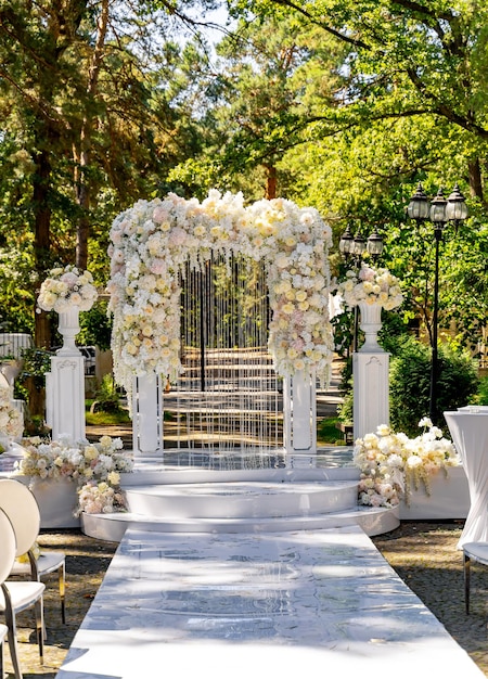 Celebração de luxo branco de casamento linda decoração romântica