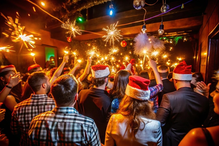 Foto celebração de sparkler festa da véspera de ano novo dos 39