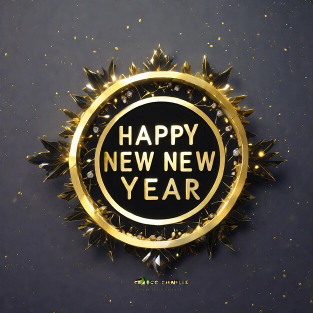 Foto celebração do ano novo dourada sinal cintilante e elementos festivos feliz ano novo