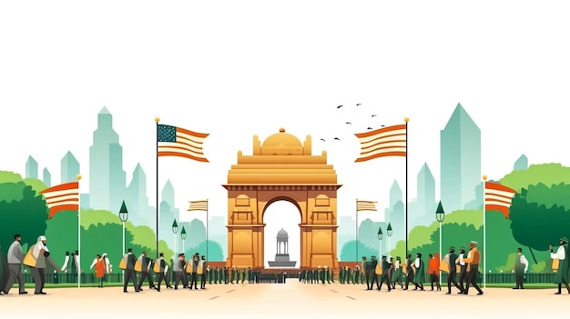 Celebração do Dia da República da Índia 26 de janeiro Conceito de defesa indiano Modelo para bandeira de fundo