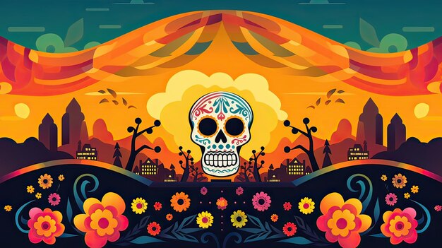 Celebração do dia de muertos de vetor livre