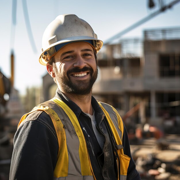 Foto celebração do dia do trabalho feliz trabalhador da construção civil