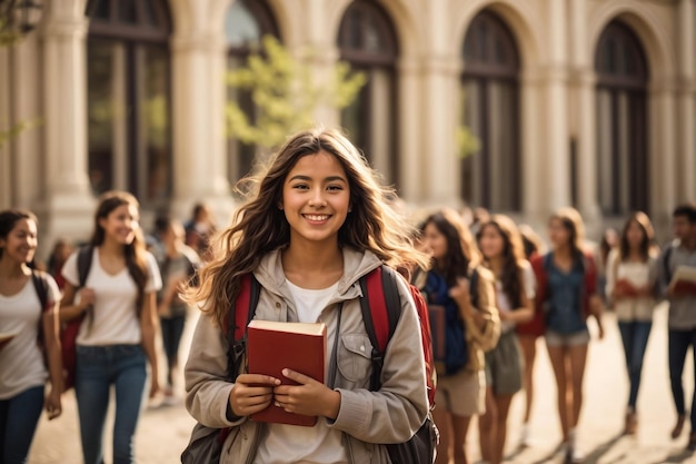 Celebração do Dia Internacional da Educação Jovens que estudam no campus universitário