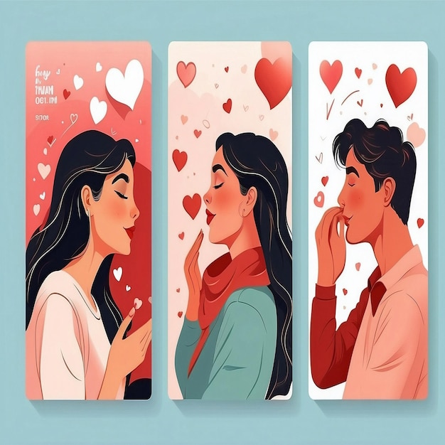 Celebração do Dia Internacional do Beijo Ilustração de beijo Coração e parceiro de vida