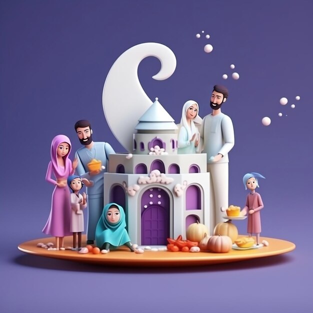 Celebração do Eid al adha com a família e a mesquita