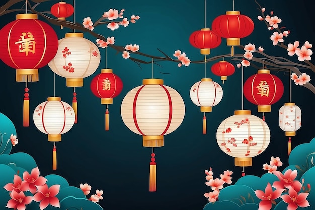 Celebração do festival das lanternas Feliz festival de Yuanxiao